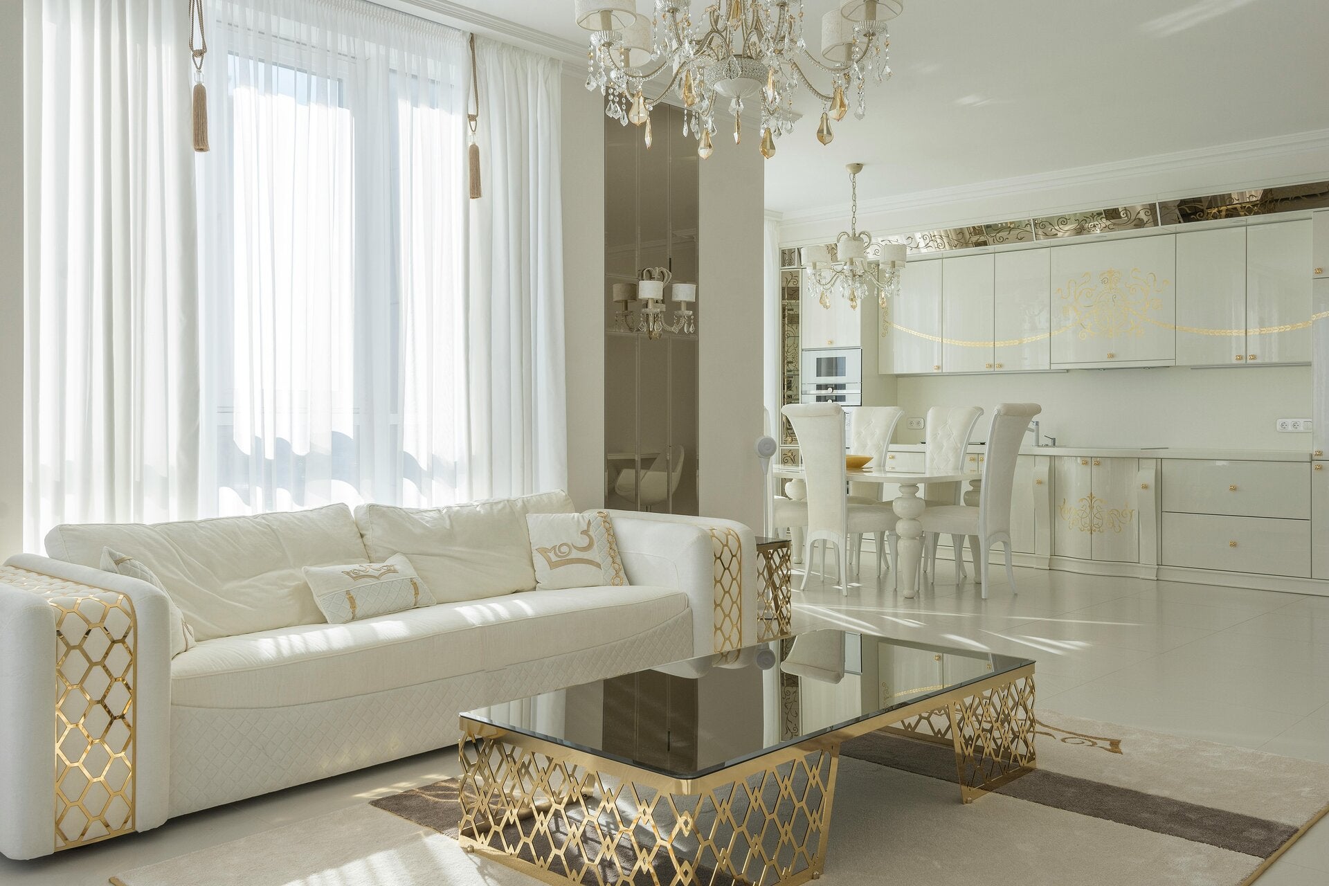 Elegant light interior with detailed finishes